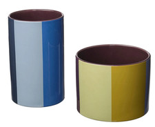 Set of 2 IKEA TESAMMANS Stoneware Plant Pot Multicolour Limited Edition NEW