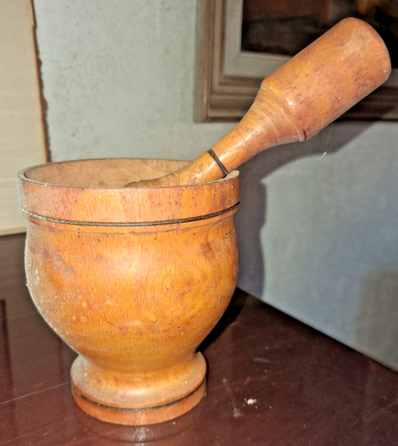 Mortier son pilon bois - et,