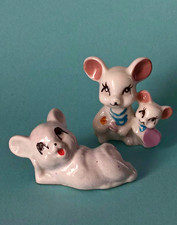 Lot Figurines  porcelaine décorée vernis DEUX SOURIS
