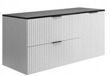 Meuble sous-lavabo suspendu FLOW 100 cm façade rainurée blanc