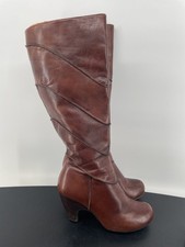 Miz Mooz Patchwork Leather Boots Women Sz 6.5 Brown Vintage Style Hippie Boho