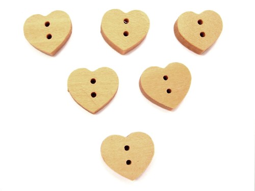 Lot boutons bois - boutons, coeur