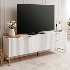 Meuble TV Blanc Bois Massif