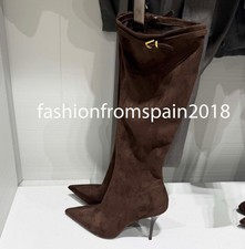ZARA NEW WOMAN BUCKLED HEEL BOOTS CHOCOLATE BROWN 35-42 2006/610/116