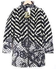 Desigual Kytzia Femmes Manteau 38 Gris Laine Mélange Motif Coupe Droite Doublé