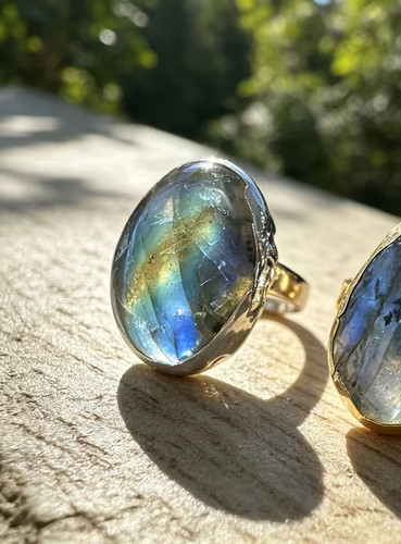 Bague ajustable labradorite - bague,