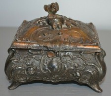 Ancien Coffre Boite à Bijoux Bronze Sculpté XIXe