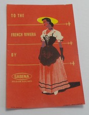 BELGIUM SABENA BELGIAN AIRLINES Vintage Old LUGGAGE LABEL