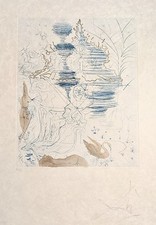 Salvador Dali :La Pagode Pagoda Hand Signed Original Etching Swan Hippies Art