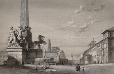 Gravure ancienne paysage Rome