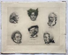 Radierung Musicien Mozart Richard Wagner Beethoven Franz Liszt Johannes Brahms