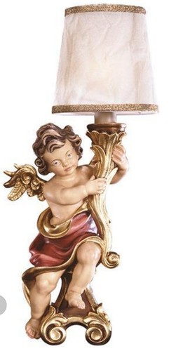 Statue ange avec lampe bois - avec,