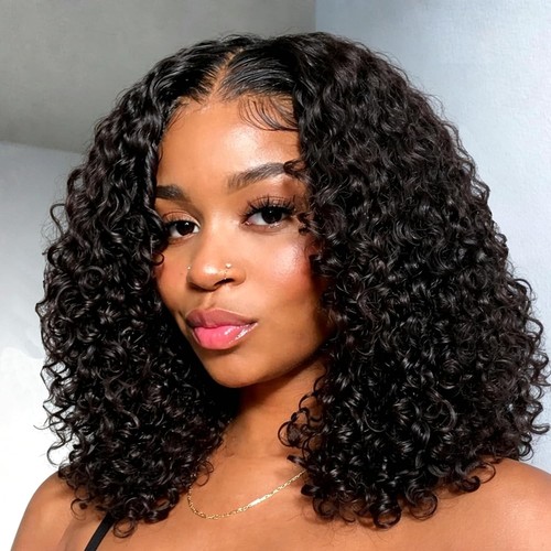 Curly bob wig human - wig,