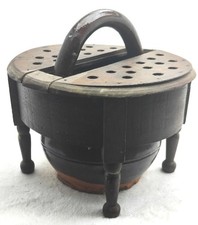 Late 19ie. Wooden Foot Heater. Honey sandstone heater body. Good condition