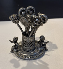 Vintage Baroque Style Putti Hors D’oevres Cocktail Picks - 9 Silver