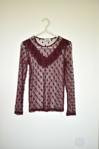 Burgandy polka dot mesh - burgandy,