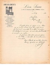 Invoice.AM20944.Le Teil.1920.Léon Suau.Furniture.Lit.Sommier.Carpet.Seat.T