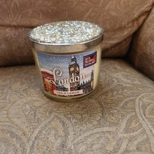 NOS New Bath & Body Works 14.5 oz 3-Wick Candle London Tea & Lemon Sparkle Lid