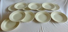 12 BOCH FRERES LA LOUVIERE LISERET EMBOSSED WHITE FAIENCE FLAT PLATES