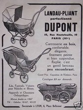 ADVERTISEMENT FOLDING PRAM DUPONT FINELY PAINTED WOODEN CARRIAGE