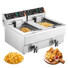 VEVOR Friteuse Électrique Commerciale de Comptoir 6000 W Double Cuve 2x11 L