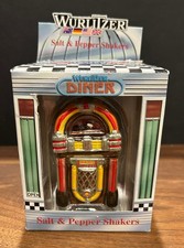 1998 Wurlitzer Jukebox Stacking Ceramic Salt & Pepper Shakers By Enesco NIB