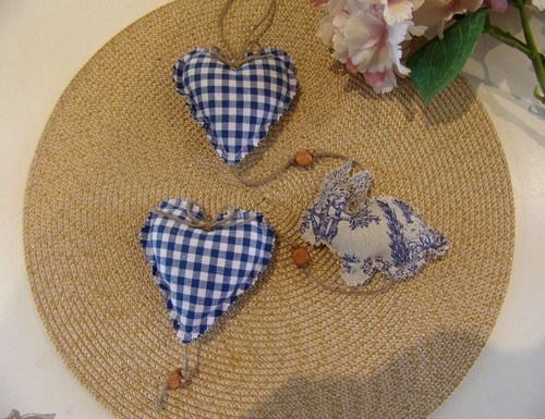 Guirlande tissu coeurs - tissu,