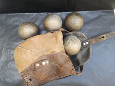 4 boules pétanque lyonnaise diamètre 95 mm laiton 2 x 2 + sacoche cuir
