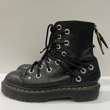 Dr Doc Martens Daria Bex Black Leather Combat Biker Boots 37 EU 6 W Grunge Goth