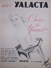 1952 ADVERTISING WITH YALACTA YOGURT CURE - ADVERTISING