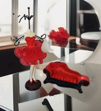 Mannequin Jewelry Holder Set Couture Red Dress Matching Chaise Rings Earrings