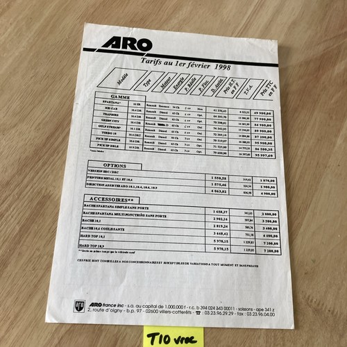 Aro 4x4 automobile prospectus