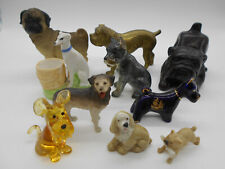 LOT OF 10 BRASS RESIN PORCELAIN DOG FIGURINE BLOWN GLASS & BISCUIT