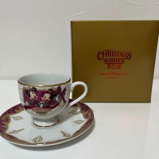 Disney 2015 Christmas Mickey & Minnie Demitasse Cup & Saucer 6.6cm Mug Very Good