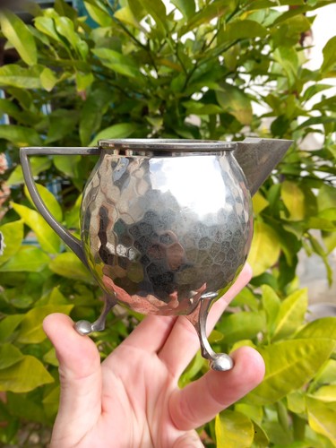 Pot lait métal argenté - pot,