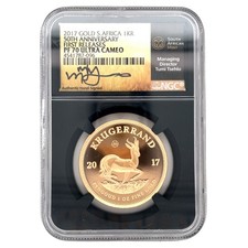 2017 1 OZ Or Krugerrand NGC PF 70 UCAM 50e Anniversaire Premières Éditions Privy