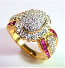 Ring 750 gold 0.51 ct diamonds 0.60 ct. Rubies Size: 55.5 - Changeable 7.0g