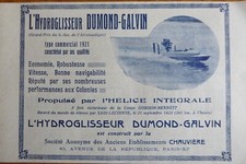 9/1922 PUB HELICE CHAUVIERE HYDROGLISSEUR DUMOND GALVIN ORIGINAL FRENCH AD