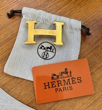 Authentique Boucle de Ceinture Hermès  Doré Signé Vintage
