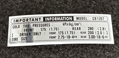 Honda cb125t tire info - “tire, info”
