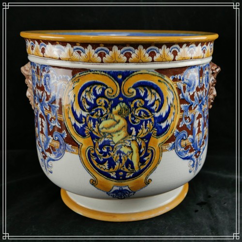 Superbe cache pot faience - pot,