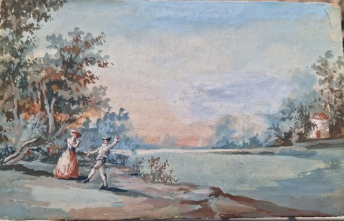 Gouache ancienne scène