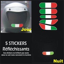 5 Stickers RETRO-REFLECHISSANTS ITALIE pour CASQUE - Ducati Aprilia Moto Guzzi