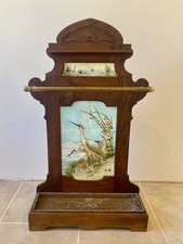 Porte parapluie ancien bois et céramique - Art Nouveau