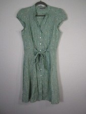 Baobab Dress Womens Large Green Floral Cap Short Sleeves Cotton