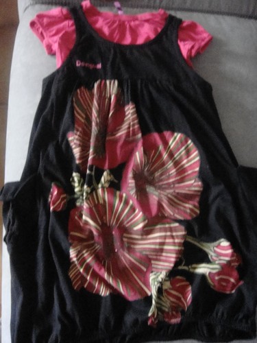 Robe noire fuschia - robe, "desigual"