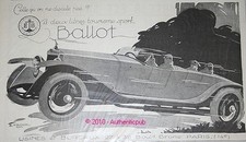 ADVERTISEMENT CAR BALLOT 2 LITER TOURISM SPORT SIGN FROCK FROM 1925 FRENCH AD