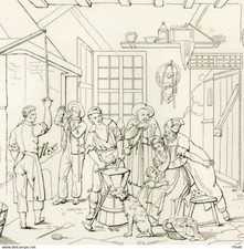 Adolphe Roehn Village Forge Interior Blacksmith Hammer Anvil - Engraved