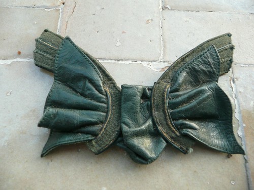 Antique green leather siding - antique,