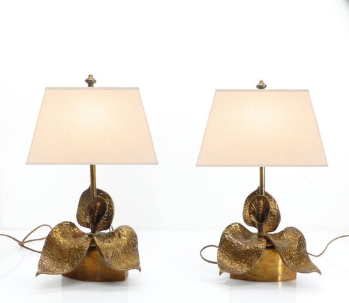 Paire lampes florales en - de,